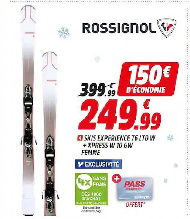 skis experience 76 ltd w + xpress w 10 gw femme rossignol