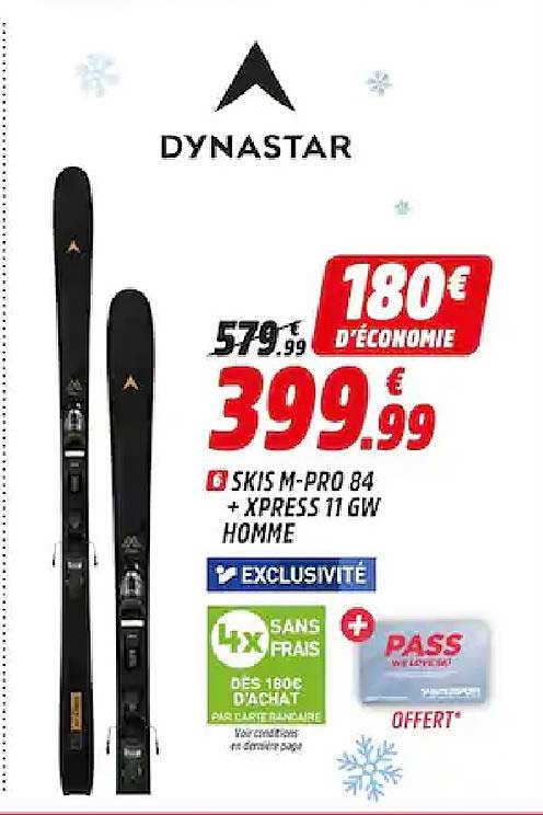 skis m-pro 84 + xpress 11 gw homme dynastar