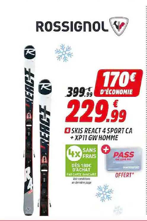skis react 4 sport ca + xp11 gw homme rossignol