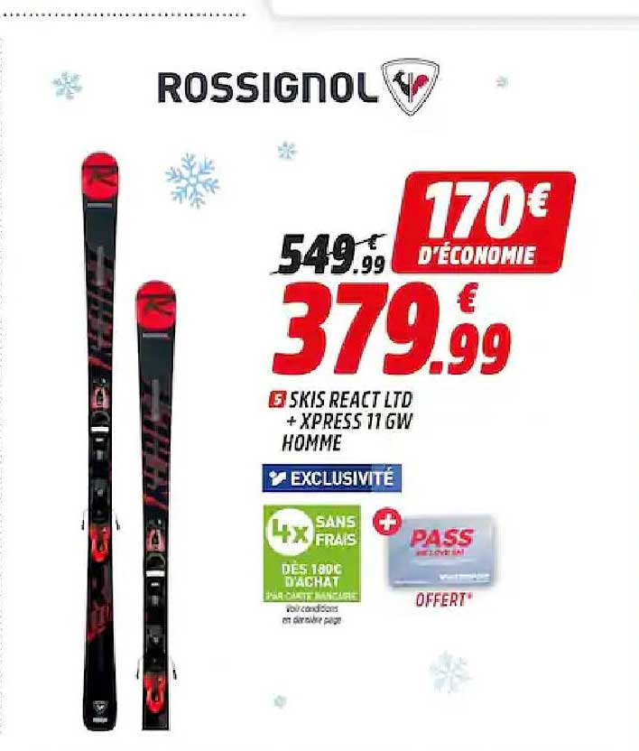 skis react ltd + xpress 11 gw homme rossignol