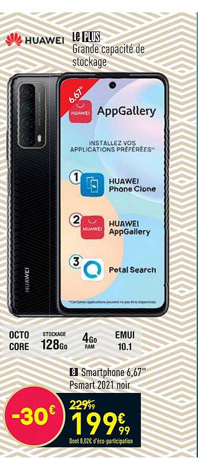 smartphone 6,67" psmart 2021 noir huawei