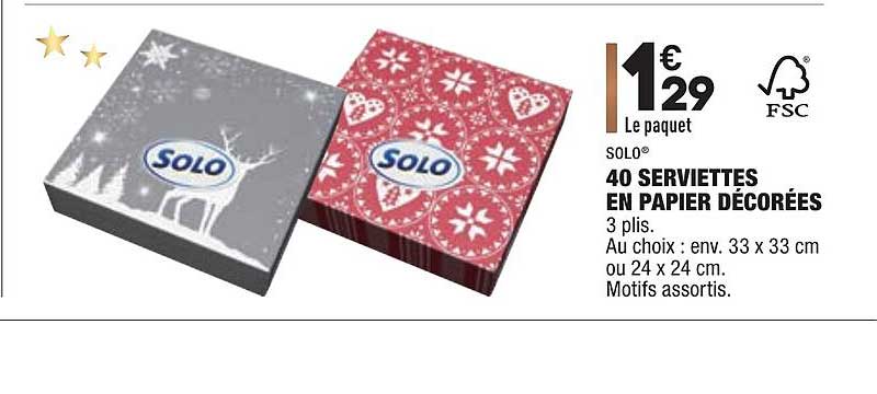 Solo 40 Serviettes En Papier Décorées