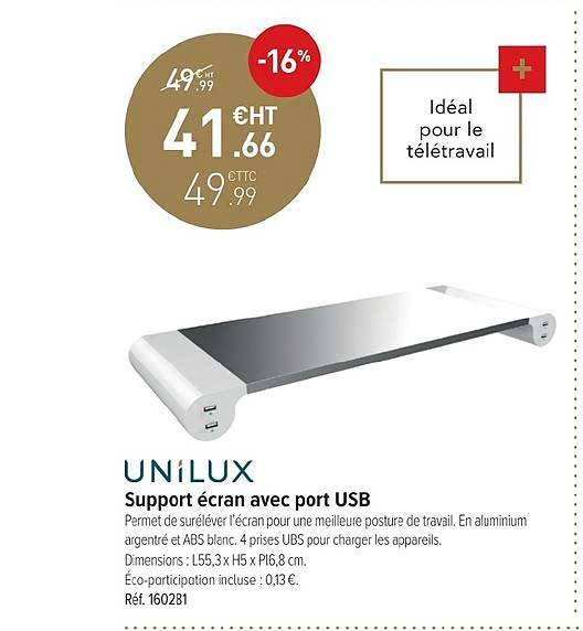 Support écran Avec Port Usb Unilux