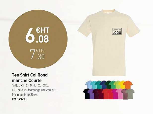 tee shirt col rond manche courte