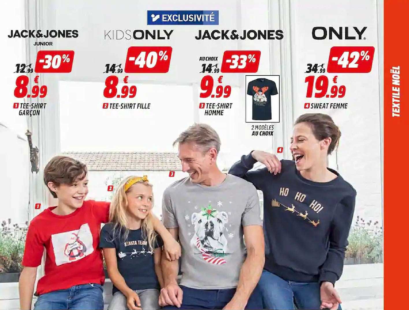 tee-shirt garçon jack&jones, tee-shirt fille kids only, tee-shirt homme jack&jones, sweat femme only