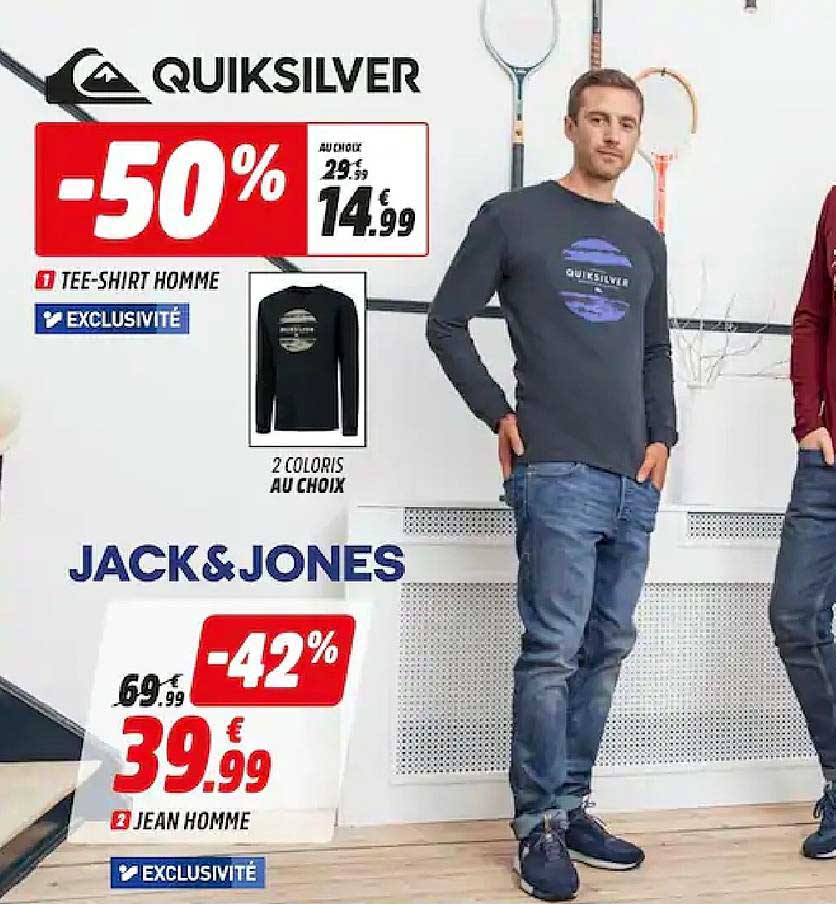 tee-shirt homme, jean homme quiksilver