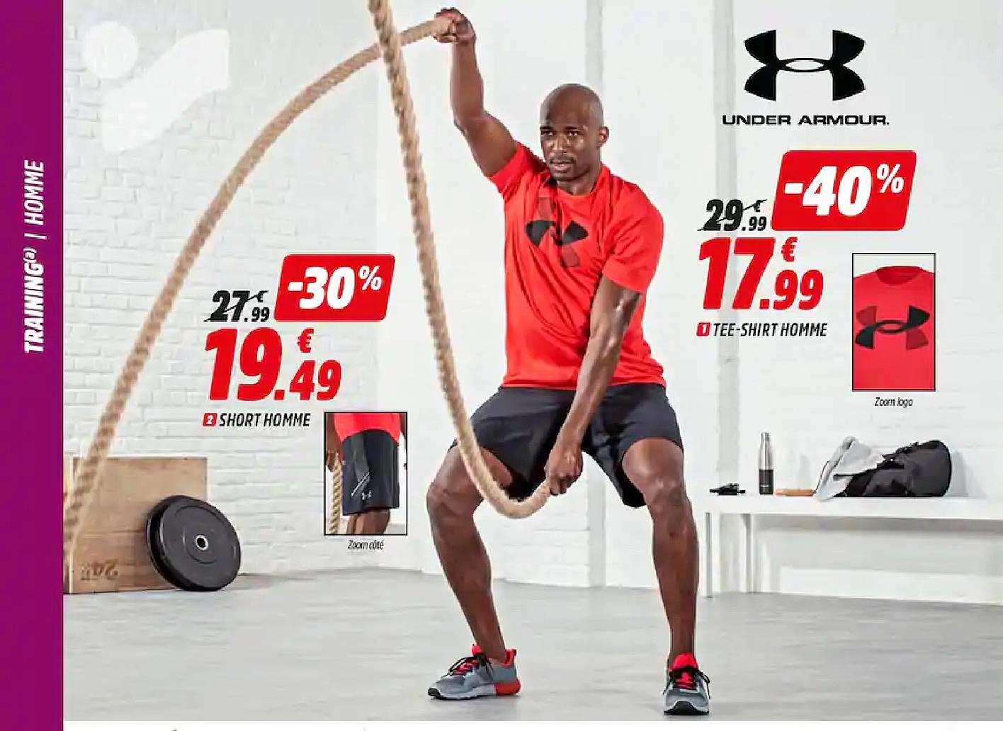 tee-shirt homme, short homme under armour