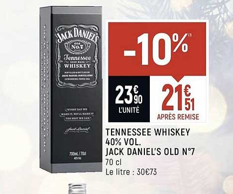 tennessee whiskey 40% vol. jack daniel's old n°7