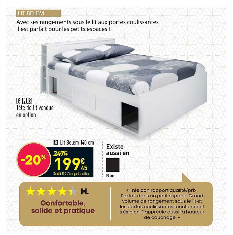 tête de lit vendue en option, lit belem 140 cm