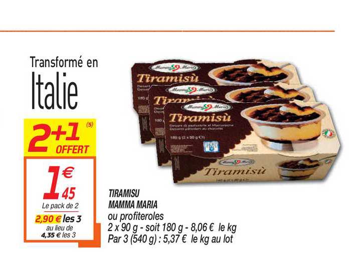 tiramisu mamma maria 2+1 offert
