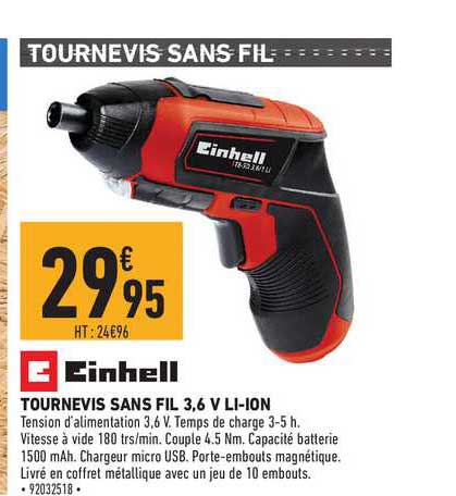 tournevis sans fil 3,6 li-ion einhell