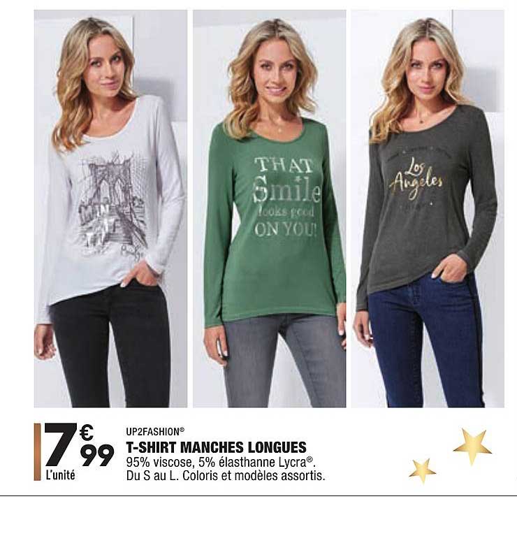 up2fashion t shirt manches longues