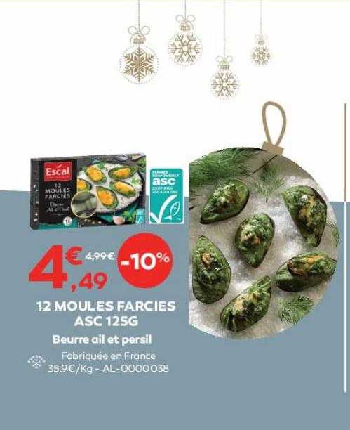12 moules farcies asc 125g