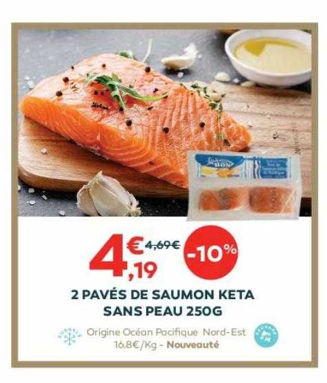 2 pavés de saumon keta sans peau 250g