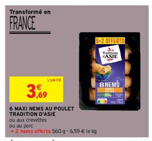 6 maxi nems au poulet tradition d'asie
