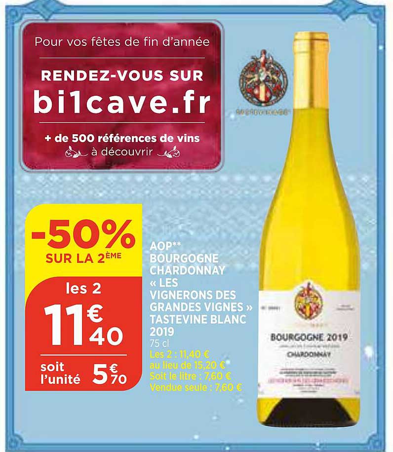 aop bourgogne chardonnay «les vignerons des grands vignes» tastevine blanc 2019