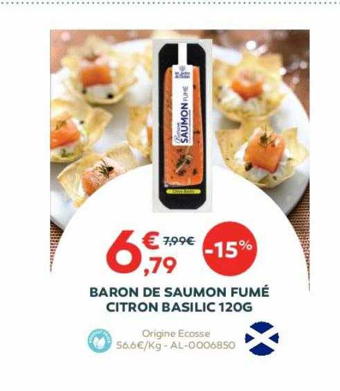 Baron De Saumon Fumé Citron Basilic 120g
