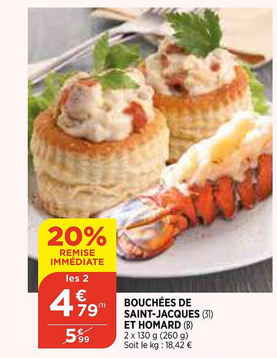 bouchées de saint-jacques et homard