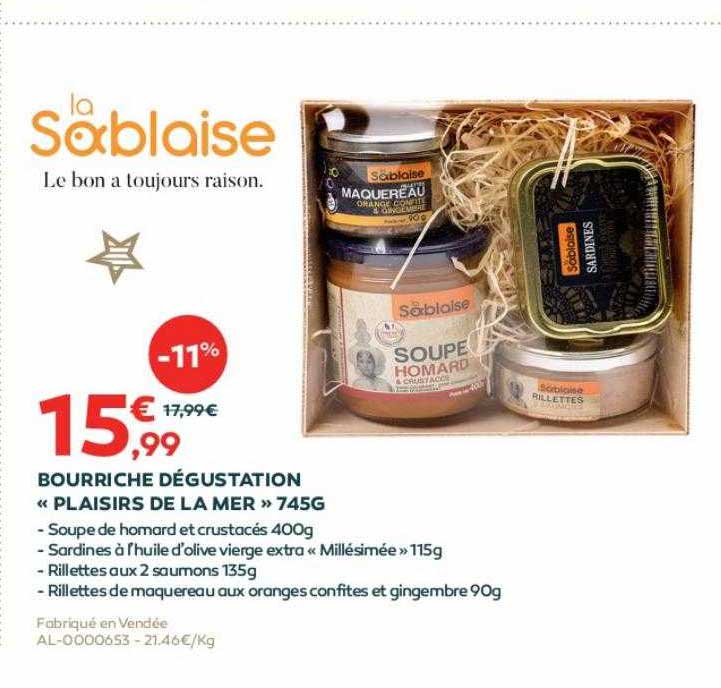 bourriche dégustation «plaisirs de la mer» 745g