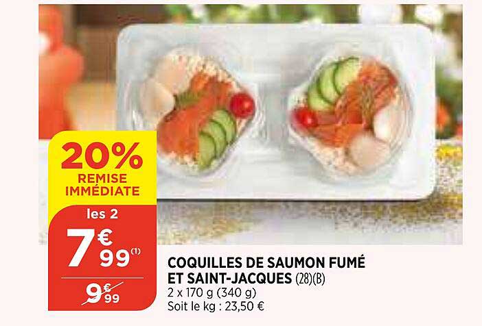 coquilles de saumon fumé et  saint-jacques