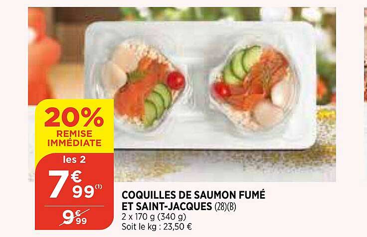 coquilles de saumon fumé et saint-jacques