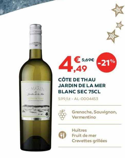 côte de thau jardin de la mer blanc sec 75cl