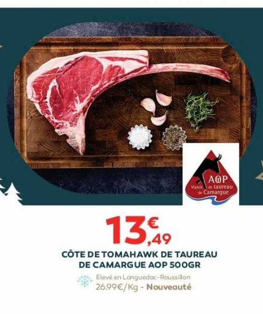 côte de tomahawk de taureau de camargue aop 500gr