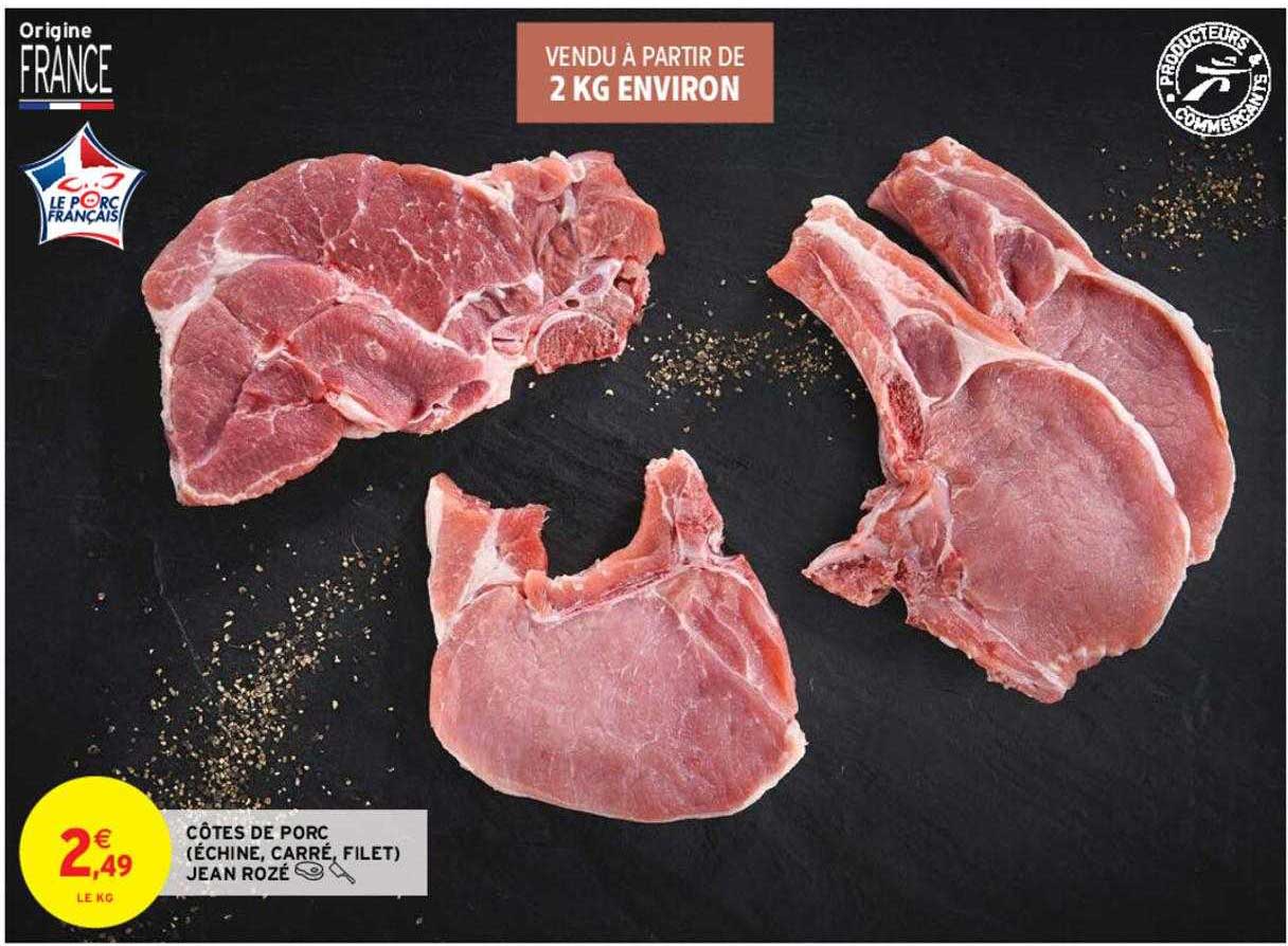 côtes de porc (échine, carré, filet) jean rozé