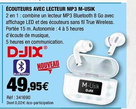 écouteurs avec lecteur mp3 m-usik d-jix