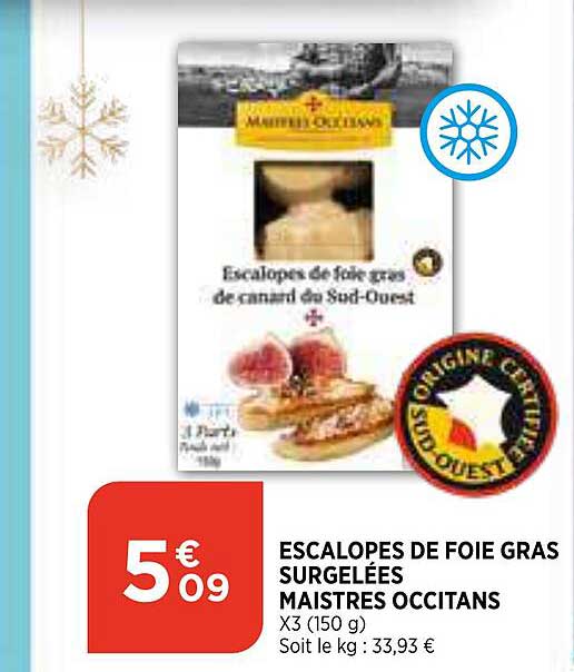escalopes de foie gras surgelées maistres occitans