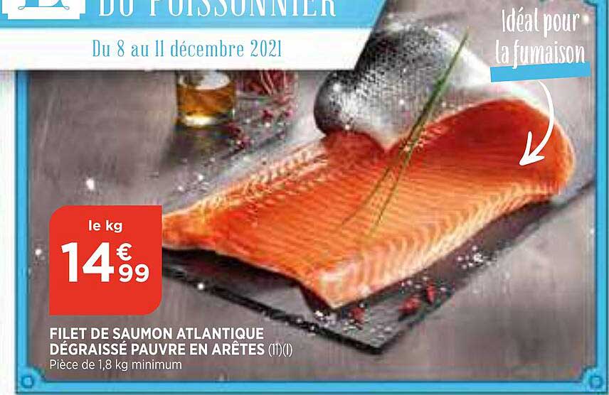 filet de saumon atlantique dégraissé pauvre en arêtes
