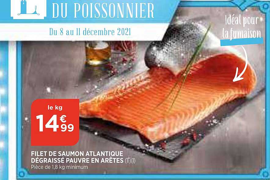 filet de saumon atlantique dégraissé pauvre en arêtes