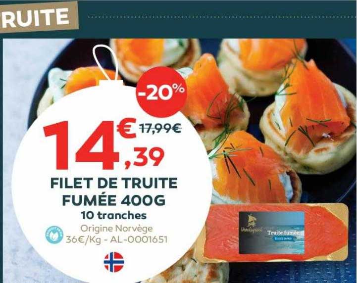 filet de truite fumée 400g 10 tranches