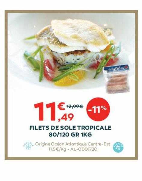 filets de sole tropicale 80-120 gr 1kg