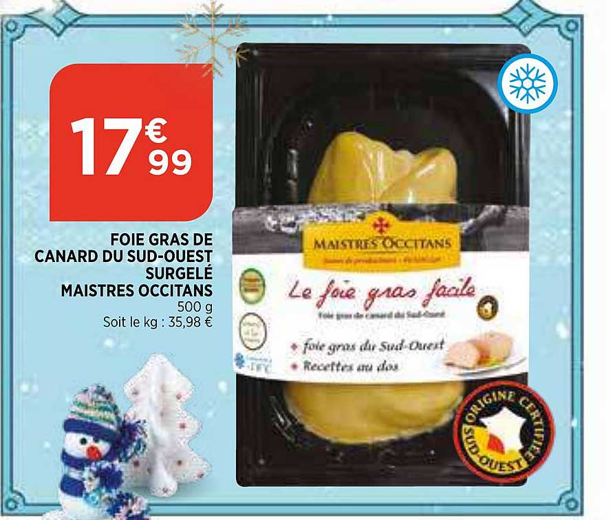 foie gras de canard du sud-oeust surgelé maitres occitans