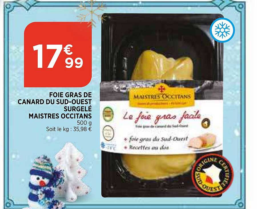 foie gras de canrad du sud-oeust surgelé maistres occitans