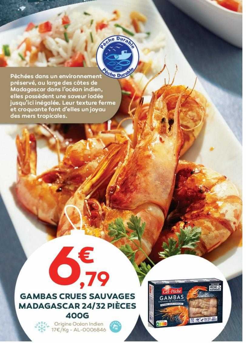 gambas crues sauvages madagascar 24-32 pièces 400g