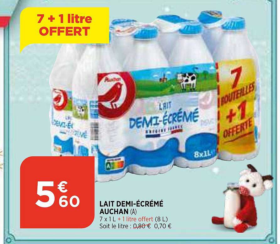lait demi-écrémé auchan