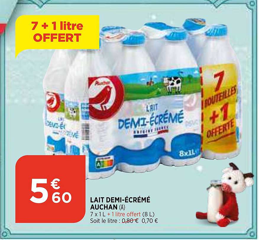 lait demi-écrémé auchan