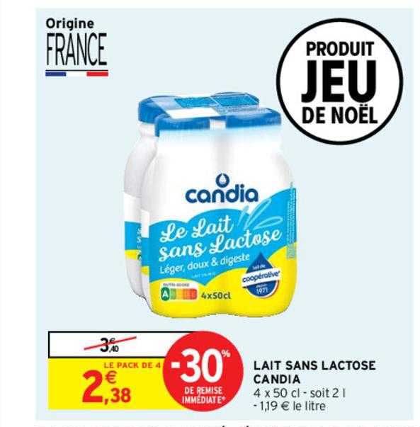 lait sans lactose candia