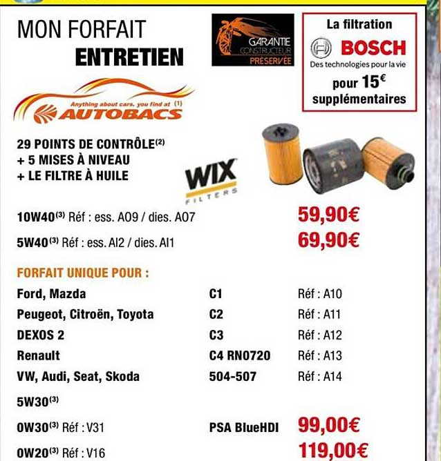 mon forfait entretien, la filtration bosch