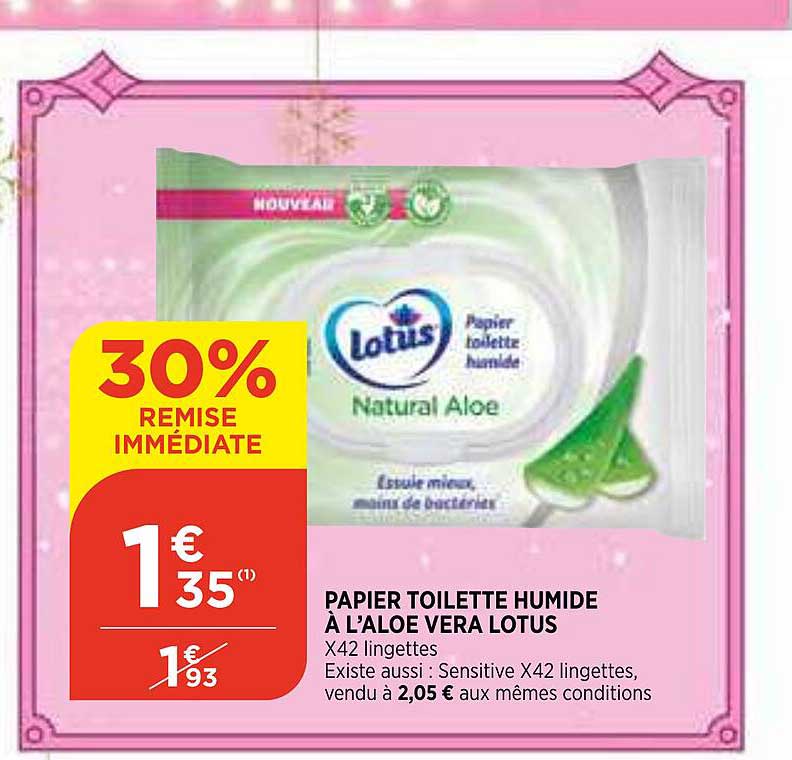 papier toilette humide à l'aloé véra lotus