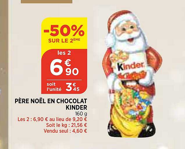 père noël en chocolat kinder