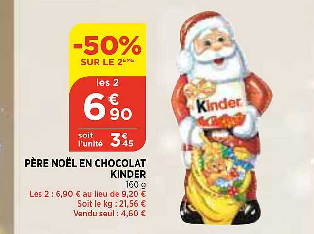 père noël en chocolat kinder