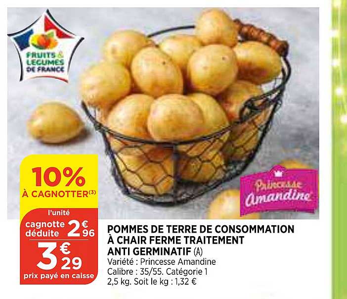 Pommes De Terre De Consommation à Chair Ferme Traitement Anti Germinatif Princesse Amandine