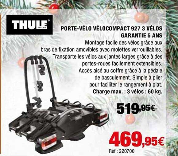 porte-vélo vélocompact 927 3 vélos garantie 5 ans thule