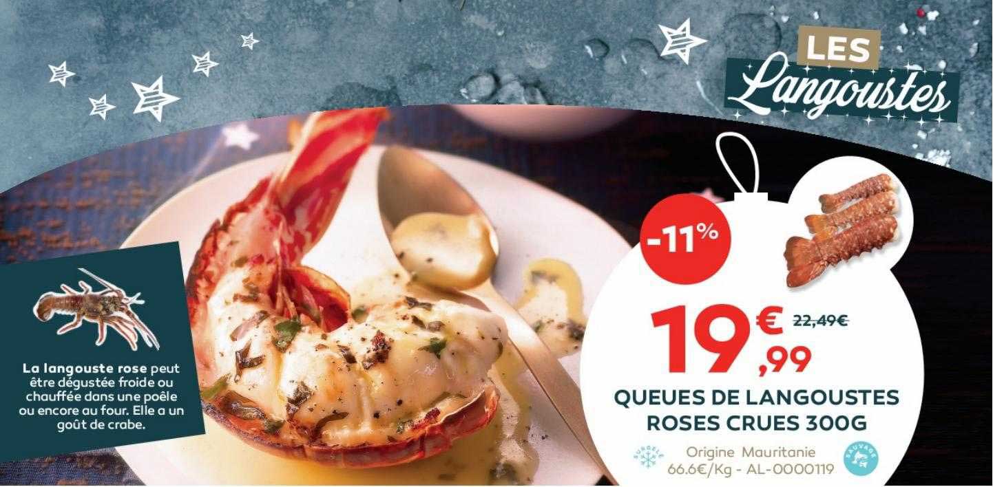 queues de langoustes roses crues 300g