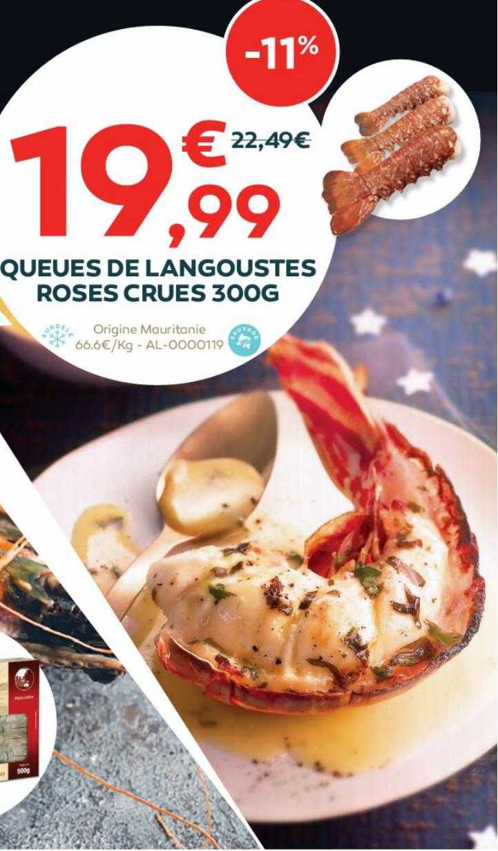 queues de langoustes roses crues 300g