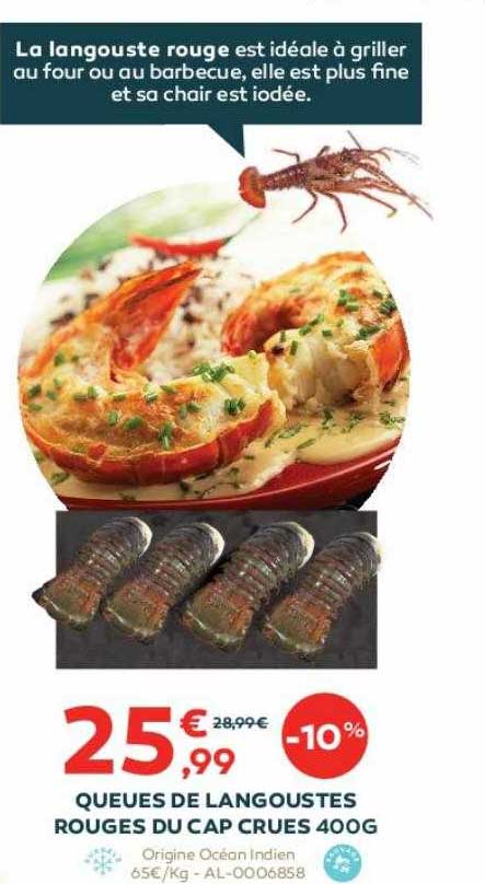 queues de langoustes rouges du cap crues 400g