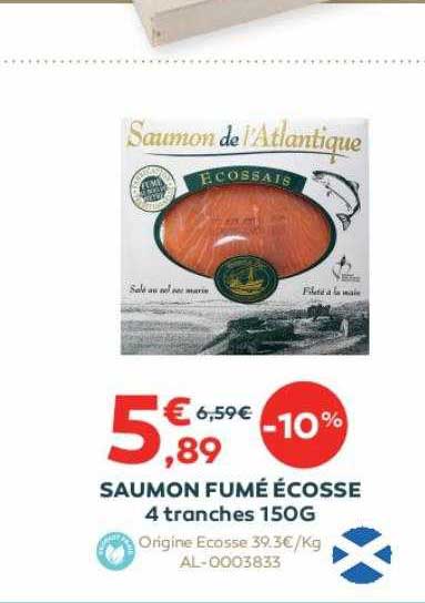 saumon fumé écosse 4 tranches 150g